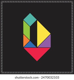 Tangram Puzzle Number Zero Alphabet Colorful Geometric Illustration