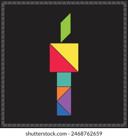 Tangram Puzzle Olympic flame Colorful Geometric