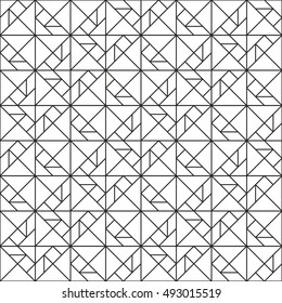 Tangram Puzzle Pattern, Line Drawing, Abstract Geometric Background