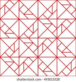 Tangram Puzzle Pattern, Line Drawing, Abstract Geometric Background