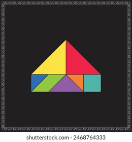 Tangram Puzzle Pentagon Colorful Geometric