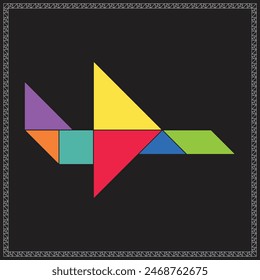 Tangram Puzzle Plane Colorful Geometric