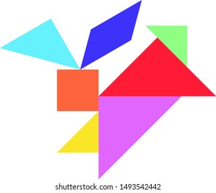 Tangram Puzzle Horse Shape On White Stock Vector (royalty Free) 1493542445