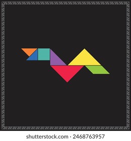 Tangram Puzzle Snake Colorful Geometric