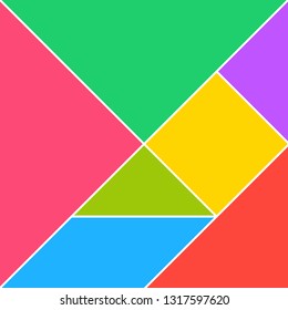 Tangram puzzle square set. Vector triangle geometric tangram template illustration chinese traditional.