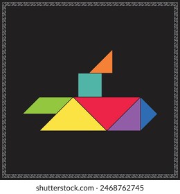 Tangram Puzzle Submarine Colorful Geometric