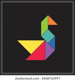 Tangram Puzzle Swan Colorful Geometric