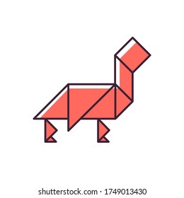 Tangram RGB color icon. Traditional dissection puzzle, ancient chinese tabletop game. Antique asian logic game. Simple animal shape isolated vector illustration