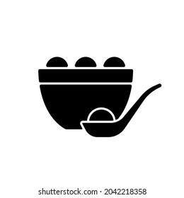 Tangyuan Black Glyph Icon. Glutinous Rice Dumpling. Winter Solstice Festival. Chinese Food. Making And Eating Glutinous Rice Balls. Silhouette Symbol On White Space. Vector Isolated Illustration