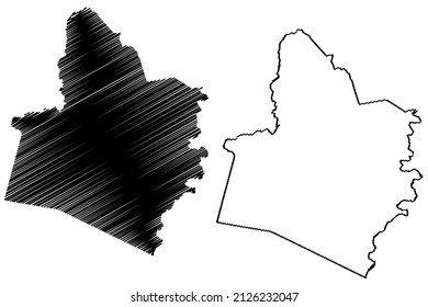 Tanhacu municipality (Bahia state, Municipalities of Brazil, Federative Republic of Brazil) map vector illustration, scribble sketch Tanhacu map