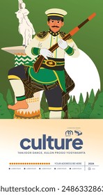 Tanjidor dance Flat design layout idea for tourism event Indonesian culture