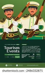 Tanjidor dance Flat design layout idea for tourism event Indonesian culture