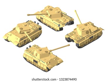tank 3D isometry. With the tower turned.  There are 4 types with lighting changes.
