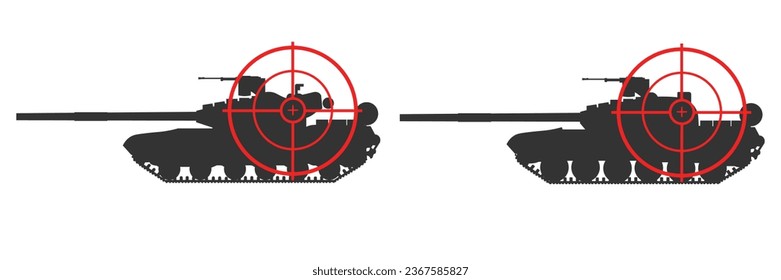 icono de puntería de tanque. Ilustración vectorial de tanques de batalla.