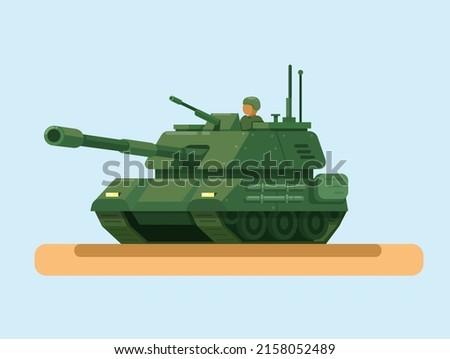 Tank army force vehicle object cartoon illustration vector