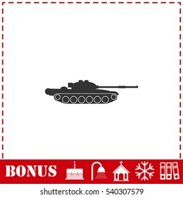 Tank army icon flat. Simple vector symbol and bonus icon
