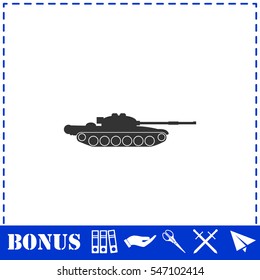 Tank army icon flat. Simple vector symbol and bonus icon