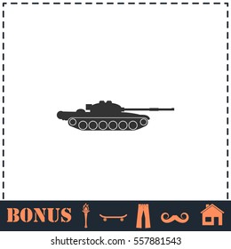 Tank army icon flat. Simple vector symbol and bonus icon