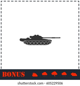 Tank army icon flat. Simple vector symbol and bonus icon