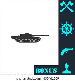 Tank army icon flat. Simple vector symbol and bonus icon