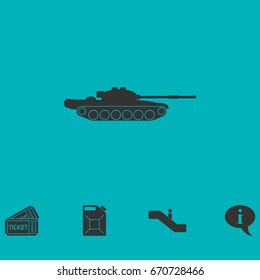 Tank army icon flat. Simple vector symbol and bonus icon