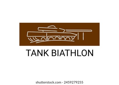 icono de la línea de Vector de biatlón del tanque.
