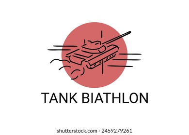 tank biathlon vector line icon. military sport. army sport event pictogram illustration.
