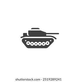 Tank with cannon vector icon. filled flat sign for mobile concept and web design. Military tank glyph icon. Armored vehicles symbol, logo illustration. Vector graphics