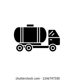 Tank car black icon, vector sign on isolated background. Tank car concept symbol, illustration 
