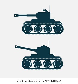 Tank car with cannon. Vector illustration.