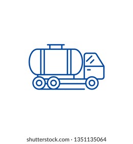 Tank car line icon concept. Tank car flat  vector symbol, sign, outline illustration.