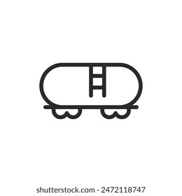 Carro cisterna, icono de estilo lineal. transporte de líquidos por ferrocarril. Ancho de trazo editable