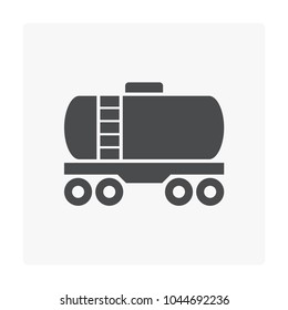 Tank car or railroad car icon. Also called tank wagon or tanker wagon. For transport liquid and gaseous commodities i.e. oil, gas, gasoline, diesel, milk, wine, juice, water and industrial chemical.