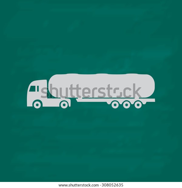 Tank car. Trailer Icon. Imitation\
draw with white chalk on green chalkboard. Flat Pictogram and\
School board background. Vector illustration\
symbol