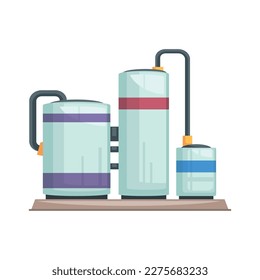 Tank cisterns flat factory equipment vector illustration