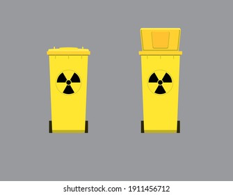 Tank for collecting radioactive waste. Radioactive disgrace sign. Flat vector illustration