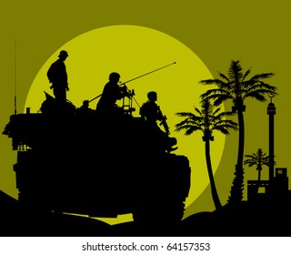 Tank commander controls the fight against fire;