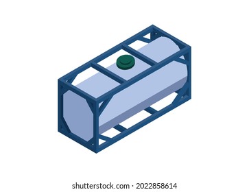 Tank container in isometric view. Simple flat illustration
