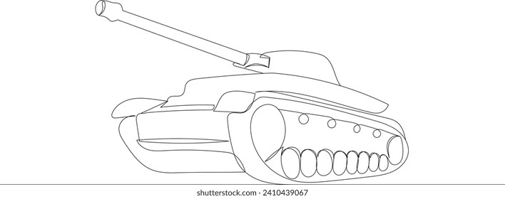 tank continuous line drawing, sketch, vector