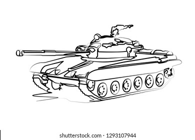 tank contour vector illustration isolated