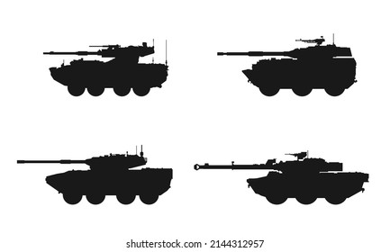 tank destroyer icon set. maneuver combat vehicles. isolated vector images for military web design