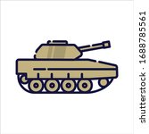 Tank filled-outline simple icon in white isolated background. Military vehicle clip art.