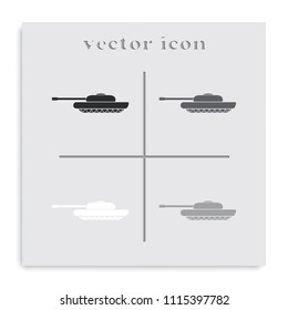 Tank flat black and white vector icon.