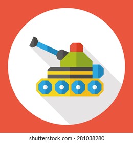 tank flat icon with long shadow