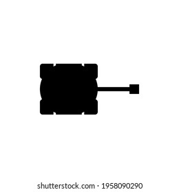 Tank flat icon. Simple style No war poster background symbol. Heavy armored military vehicles. Logo design element. T-shirt printing.  Vector for sticker.