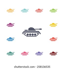 tank flat icons set. Open colorful buttons 