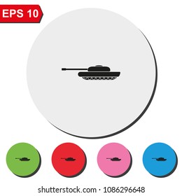 Tank flat round colorful vector icon.