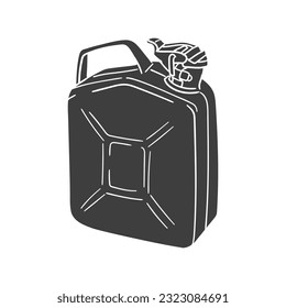 Tank Fuel Icon Silhouette Illustration. Gas Container Vector Graphic Pictogram Symbol Clip Art. Doodle Sketch Black Sign.