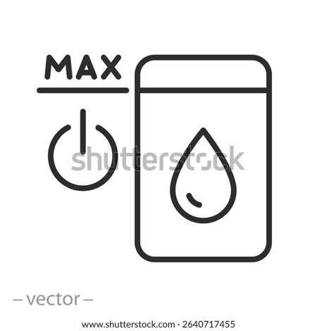 tank is full icon, auto shut off, filling the tank with liquid, thin line symbol on white background - editable stroke vector illustration eps 10