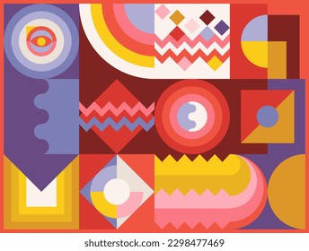 Tank geometrisches abstraktes Design mit der Farbpalette Sunset. Geeignet für Hintergrund, Tapete, Wanddekoration, Hintergrund, Ornament, Deckel, Web-Design, Vorlage, Buchabdeckung, etc.